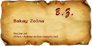 Bakay Zolna névjegykártya